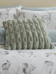 Bianca 'Carved Faux Fur' Cushion in Green - Size: 50 cm x 50 cm - thumbnail 1