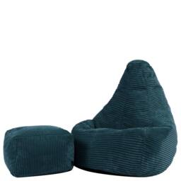 icon Kids Bean Bag Recliner & Footstool Bundle, Jumbo Cord in Teal - Size: Medium - thumbnail 3