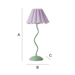 ValueLights Wiggle Lilac Pleated Scallop Lamp Shade Moss Green Metal Table Lamp - thumbnail 7