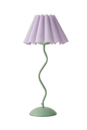 ValueLights Wiggle Lilac Pleated Scallop Lamp Shade Moss Green Metal Table Lamp - thumbnail 6