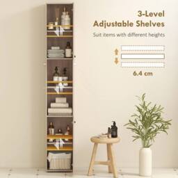 Havendro Tall Bathroom Cabinet with Adjustable Shelves, Natural - thumbnail 5