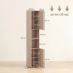 Havendro Tall Bathroom Cabinet with Adjustable Shelves, Natural - thumbnail 2