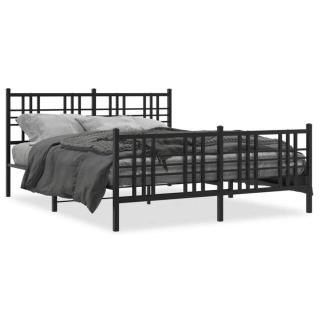 Berkfield Home Metal Bed Frame without Mattress with Footboard Black 150x200cm - Size: 150x200 cm - image 1
