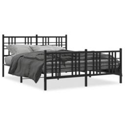 Berkfield Home Metal Bed Frame without Mattress with Footboard Black 150x200cm - Size: 150x200 cm - thumbnail 1