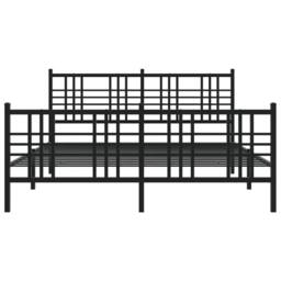 Berkfield Home Metal Bed Frame without Mattress with Footboard Black 150x200cm - Size: 150x200 cm - thumbnail 4