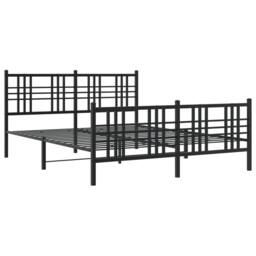 Berkfield Home Metal Bed Frame without Mattress with Footboard Black 150x200cm - Size: 150x200 cm - thumbnail 3