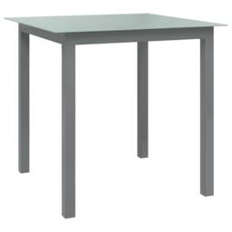 Berkfield Home Garden Table Light Grey 80x80x74 cm Aluminium & Glass - Size: 80 x 80 x 74 cm - thumbnail 2