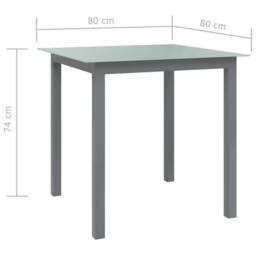 Berkfield Home Garden Table Light Grey 80x80x74 cm Aluminium & Glass - Size: 80 x 80 x 74 cm - thumbnail 5