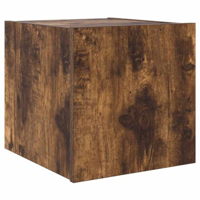Berkfield Home TV Wall Cabinet with LED Lights Smoked Oak 30.5x35x30 cm in Brown - image 1