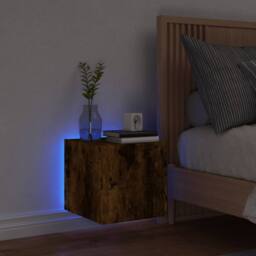 Berkfield Home TV Wall Cabinet with LED Lights Smoked Oak 30.5x35x30 cm in Brown - thumbnail 4