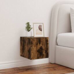 Berkfield Home TV Wall Cabinet with LED Lights Smoked Oak 30.5x35x30 cm in Brown - thumbnail 2