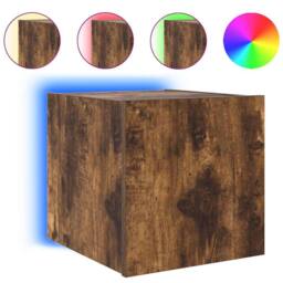 Berkfield Home TV Wall Cabinet with LED Lights Smoked Oak 30.5x35x30 cm in Brown - thumbnail 3