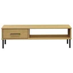 Berkfield Home Coffee Table with Metal Legs Brown Solid Wood Pine OSLO - thumbnail 4