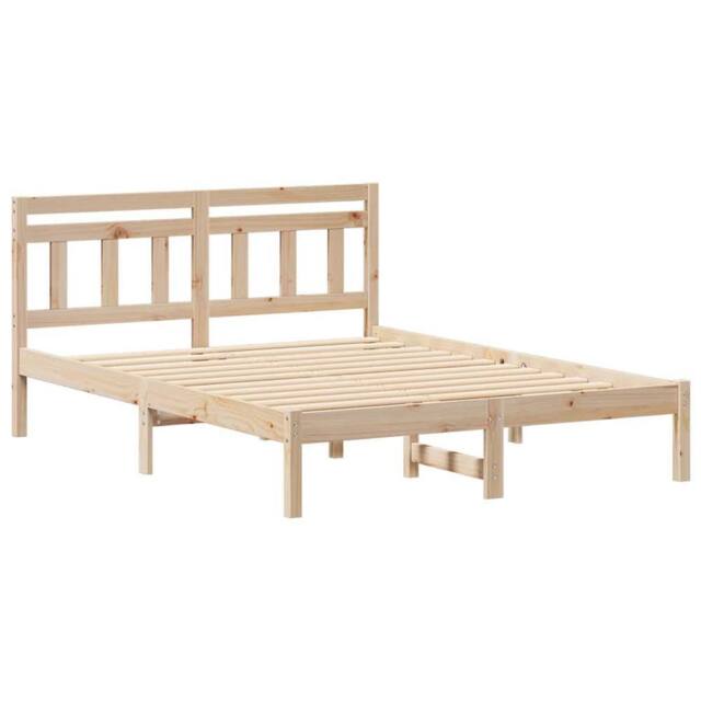 Berkfield Home with Headboard Brown 140 x 190 cm Solid pine wood in Beige - image 1