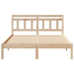 Berkfield Home with Headboard Brown 140 x 190 cm Solid pine wood in Beige - thumbnail 5