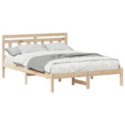 Berkfield Home with Headboard Brown 140 x 190 cm Solid pine wood in Beige - thumbnail 3