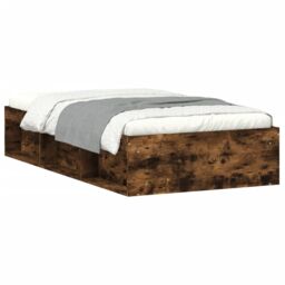 Berkfield Home Bed Frame Smoked Oak 100x200 cm in Brown - thumbnail 2