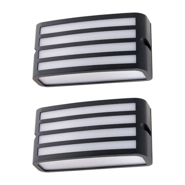 First Choice Lighting Set of 2 Pluto - Anthracite Aluminium Outdoor Louvered Wall Lights in Black - image 1