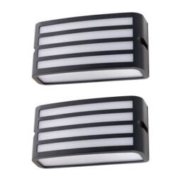First Choice Lighting Set of 2 Pluto - Anthracite Aluminium Outdoor Louvered Wall Lights in Black - thumbnail 1