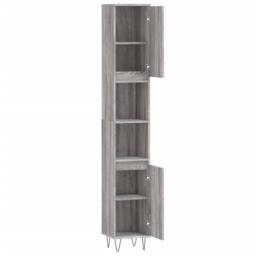 Berkfield Home Bathroom Cabinet Grey Sonoma 30x30x190 cm Engineered Wood - Size: 30 x 30 x 190 cm - thumbnail 6