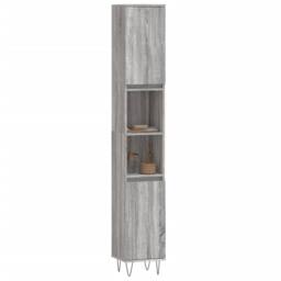 Berkfield Home Bathroom Cabinet Grey Sonoma 30x30x190 cm Engineered Wood - Size: 30 x 30 x 190 cm - thumbnail 3