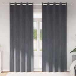 Berkfield Home Blackout Curtains with Eyelets 2 pcs Super Light Grey Velvet - thumbnail 2