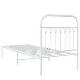 Berkfield Home Metal Bed Frame without Mattress with Headboard White 80x200cm - Size: 80x200 cm - thumbnail 6