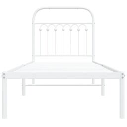 Berkfield Home Metal Bed Frame without Mattress with Headboard White 80x200cm - Size: 80x200 cm - thumbnail 4