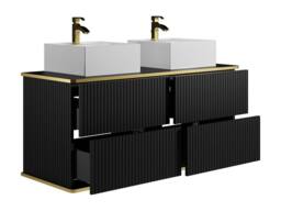 Vente-unique Fluted Wall-Hung Bathroom Unit With Gold Trim & Square Double in Black - thumbnail 6