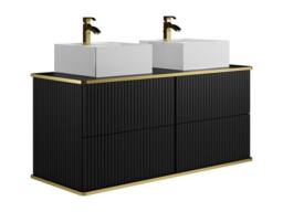 Vente-unique Fluted Wall-Hung Bathroom Unit With Gold Trim & Square Double in Black - thumbnail 5