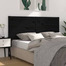 Berkfield Home Headboard Black 126x4x100 cm Solid Wood Pine - Size: 126 x 4 x 100 cm - thumbnail 2
