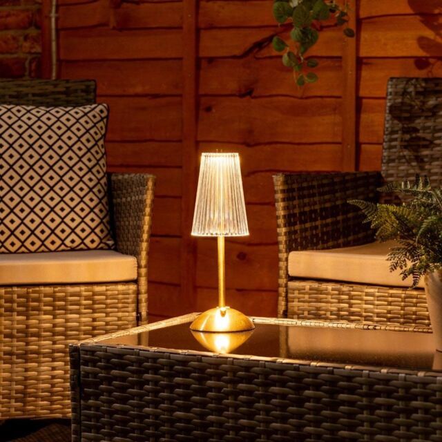 ValueLights Allie Gold & Clear Rechargeable LED Table Lamp in Metallic Gold - image 1