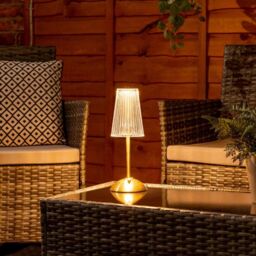 ValueLights Allie Gold & Clear Rechargeable LED Table Lamp in Metallic Gold - thumbnail 1