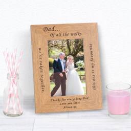 Uniqueful Men's Personalised Wedding Dad Wood Picture Frame 7x5 Favourite Walks in Brown - thumbnail 1