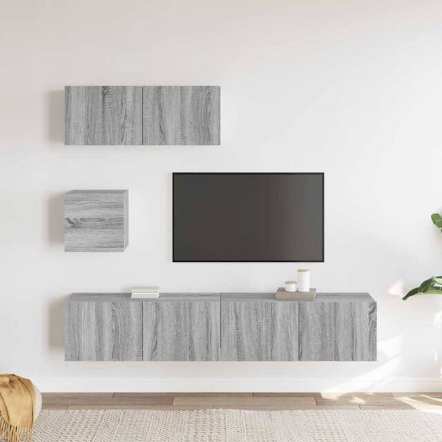 Berkfield Home Modern 4 Piece TV Cabinet Set Grey Sonoma Engineered Wood - image 1