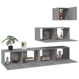 Berkfield Home Modern 4 Piece TV Cabinet Set Grey Sonoma Engineered Wood - thumbnail 4