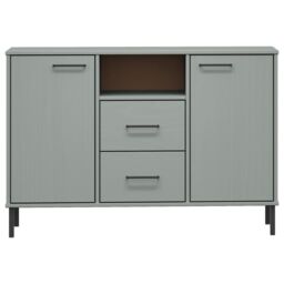 Berkfield Home Sideboard with Metal Legs Grey 113x40x77 cm Solid Wood OSLO - Size: 113 x 40 x 77 cm - thumbnail 4