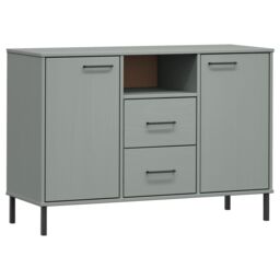 Berkfield Home Sideboard with Metal Legs Grey 113x40x77 cm Solid Wood OSLO - Size: 113 x 40 x 77 cm - thumbnail 2