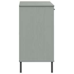 Berkfield Home Sideboard with Metal Legs Grey 113x40x77 cm Solid Wood OSLO - Size: 113 x 40 x 77 cm - thumbnail 6