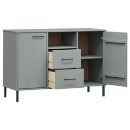 Berkfield Home Sideboard with Metal Legs Grey 113x40x77 cm Solid Wood OSLO - Size: 113 x 40 x 77 cm - thumbnail 5