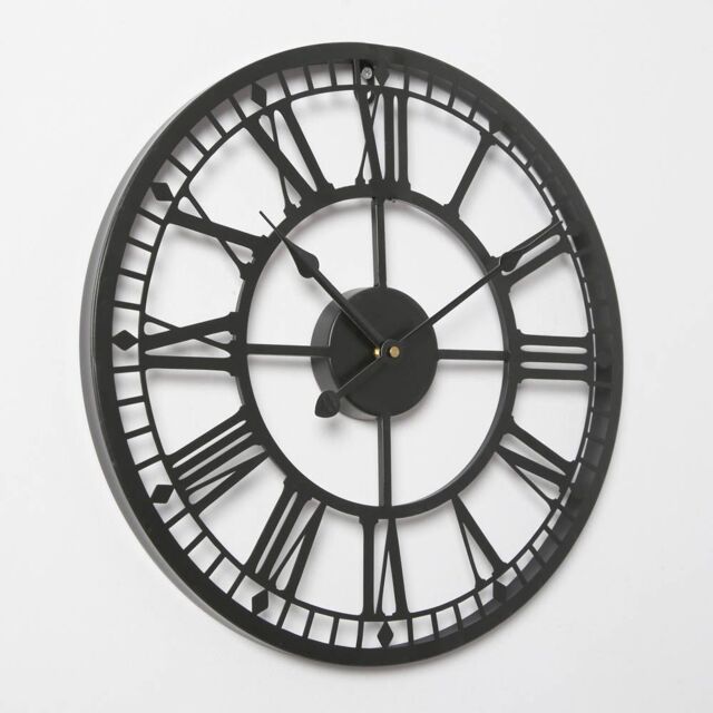 Home Garden Direct EOS - Skeleton Wall Clock with Roman Numerals - 40x40 - Black/Grey in Black - image 1