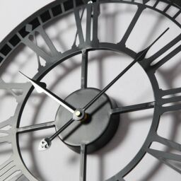 Home Garden Direct EOS - Skeleton Wall Clock with Roman Numerals - 40x40 - Black/Grey in Black - thumbnail 4
