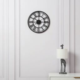 Home Garden Direct EOS - Skeleton Wall Clock with Roman Numerals - 40x40 - Black/Grey in Black - thumbnail 2