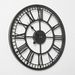 Home Garden Direct EOS - Skeleton Wall Clock with Roman Numerals - 40x40 - Black/Grey in Black