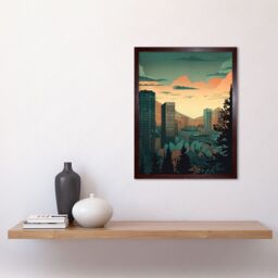 "Artery8 Wall Art Print Skyscrapers by Forest Urban Architecture Landscape Art Framed in Brown - Size: W12"" x H16""" - thumbnail 2