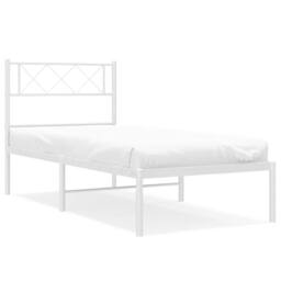 Berkfield Home Metal Bed Frame with Headboard White 100x190 cm - thumbnail 3
