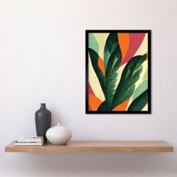 "Artery8 Wall Art Print Abstract Boho Colour Exotic Tropical Leaves Botanical Art Framed in Black - Size: W12"" x H16""" - thumbnail 2
