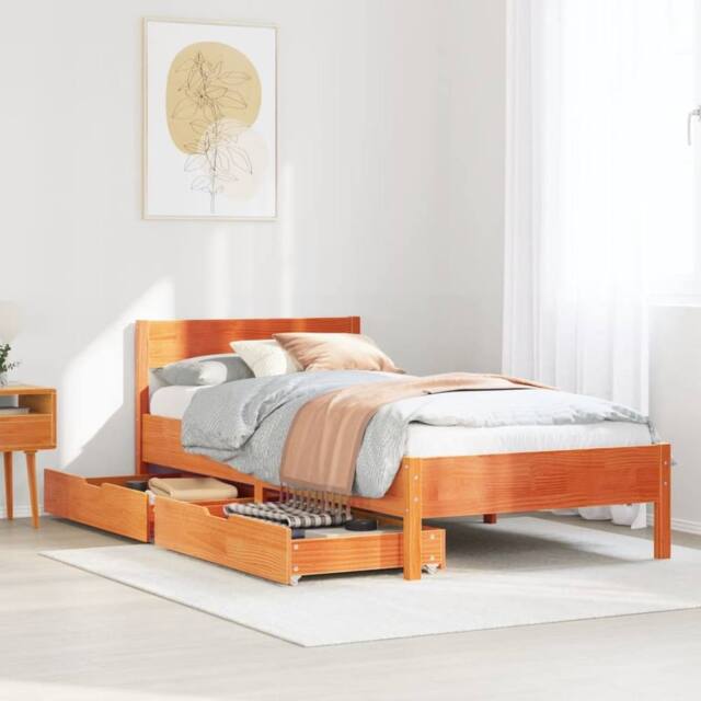 Berkfield Home Bed Frame without Mattress Wax Brown 90x200 cm Solid Wood Pine - image 1