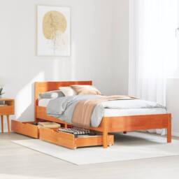 Berkfield Home Bed Frame without Mattress Wax Brown 90x200 cm Solid Wood Pine - thumbnail 1