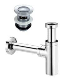 Nes Home Universal Chrome Bottle Trap & Slotted Waste for Bathroom Basin Sink in Silver